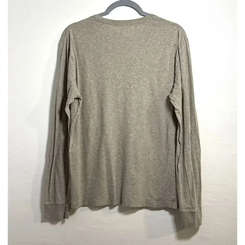 J.Crew Men's The Broken-In Tee Tan Long Sleeve T-Shirt Medium 100% Cotton Casual